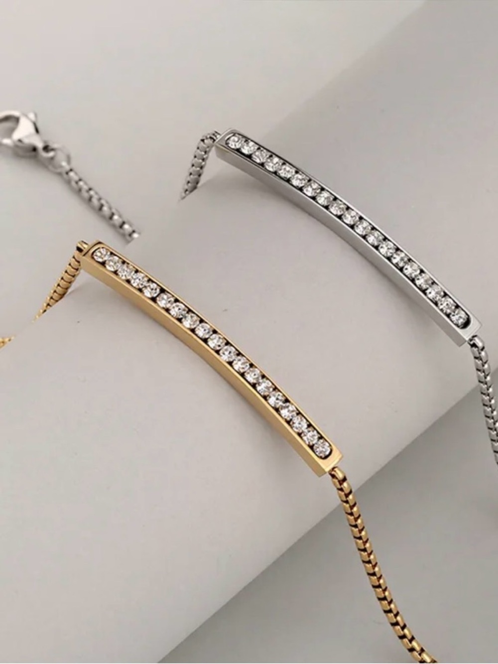 Rhinestone Bar Bracelet NWT 18KT Gold PVD Coated